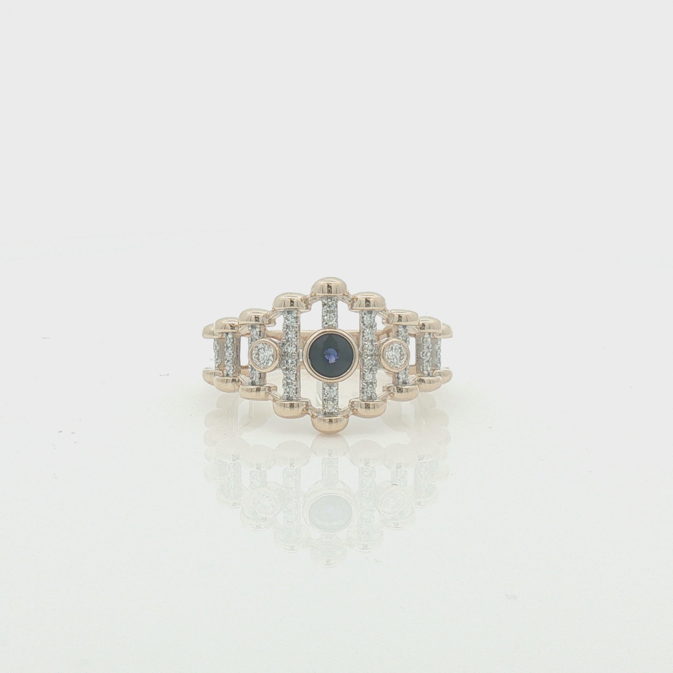 Sapphire & Diamond Ladder Bar Ring by Amore