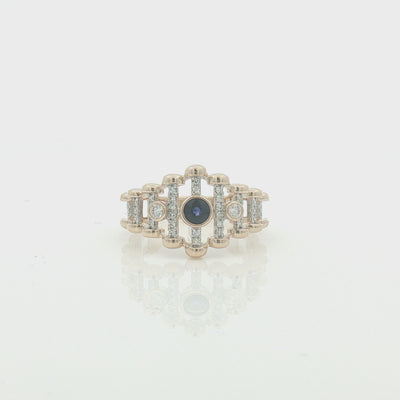 Sapphire & Diamond Ladder Bar Ring by Amore