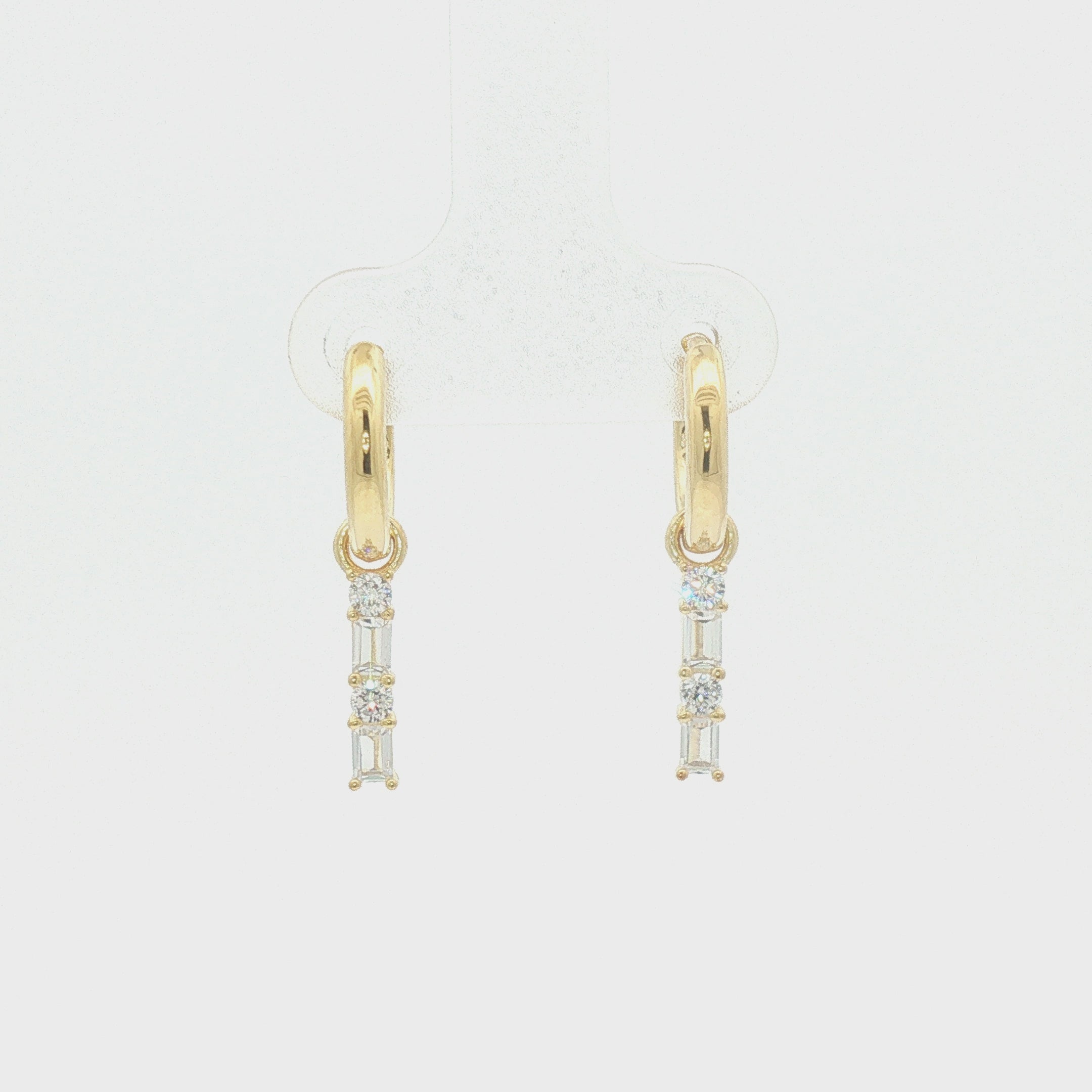 Silver Gold Plated Cubic Zirconia Dangle CZ Huggy Earrings