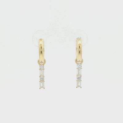Silver Gold Plated Cubic Zirconia Dangle CZ Huggy Earrings
