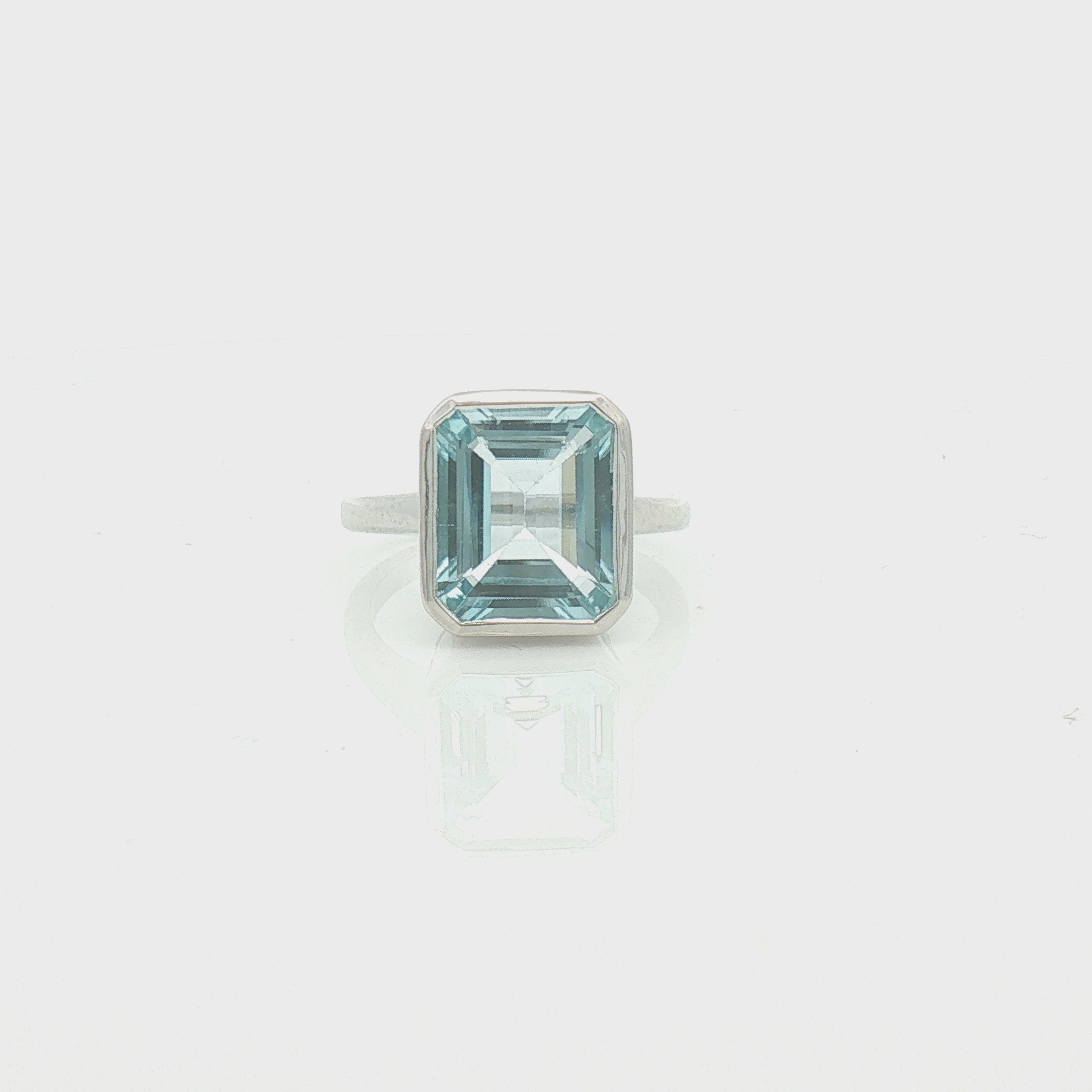 Silver Octagonal Blue Topaz Ring