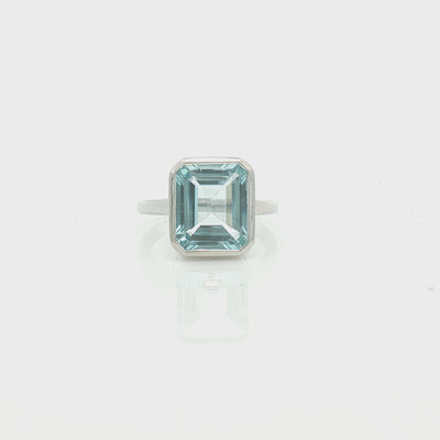 Silver Octagonal Blue Topaz Ring