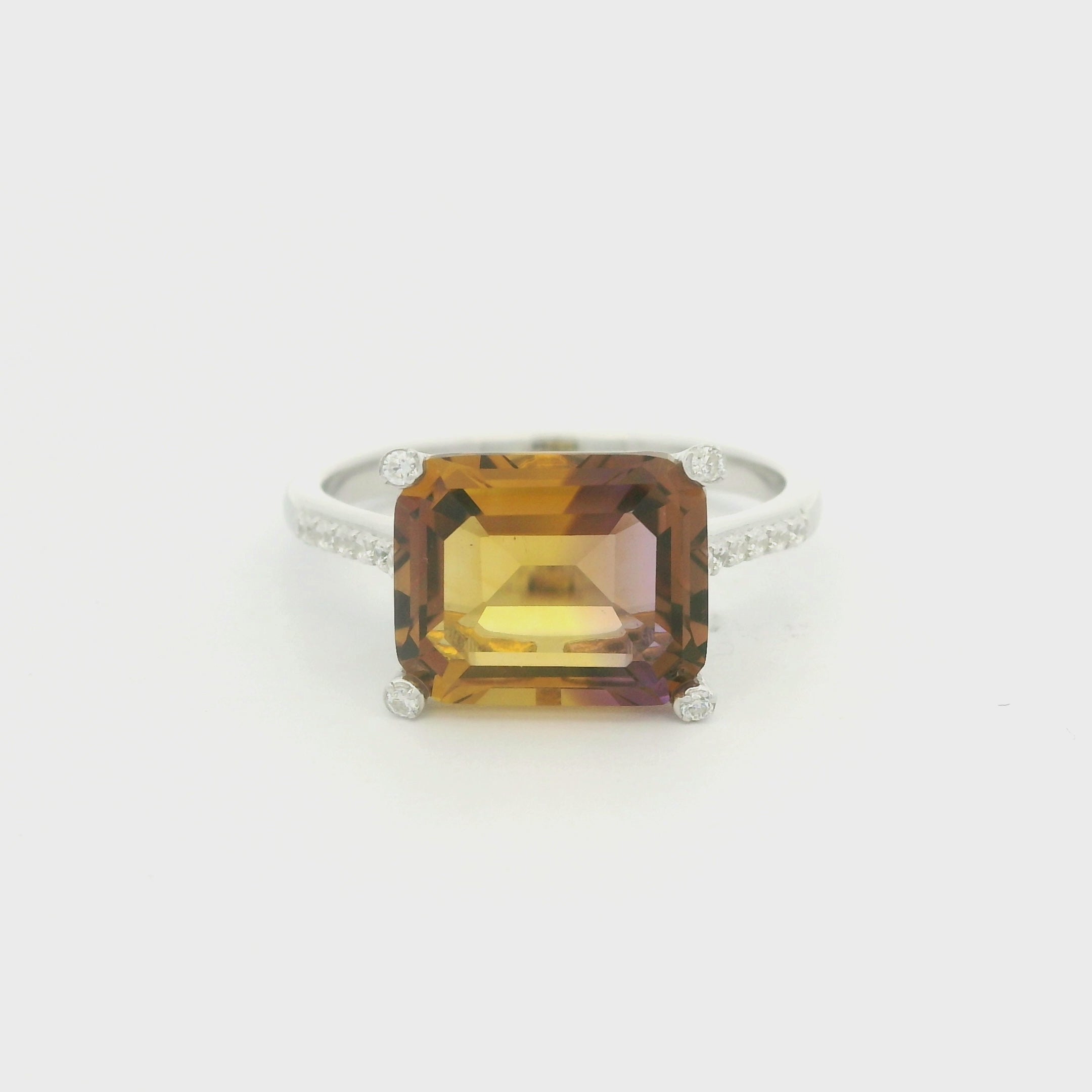 Silver Ametrine & Cubic Zirconia Ring
