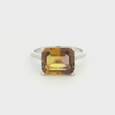 Silver Ametrine & Cubic Zirconia Ring