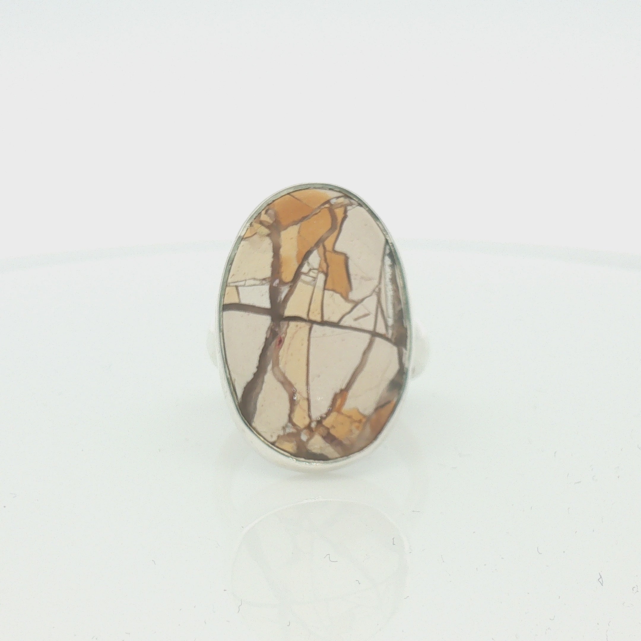 Silver Large Brecciated Jasper Ring