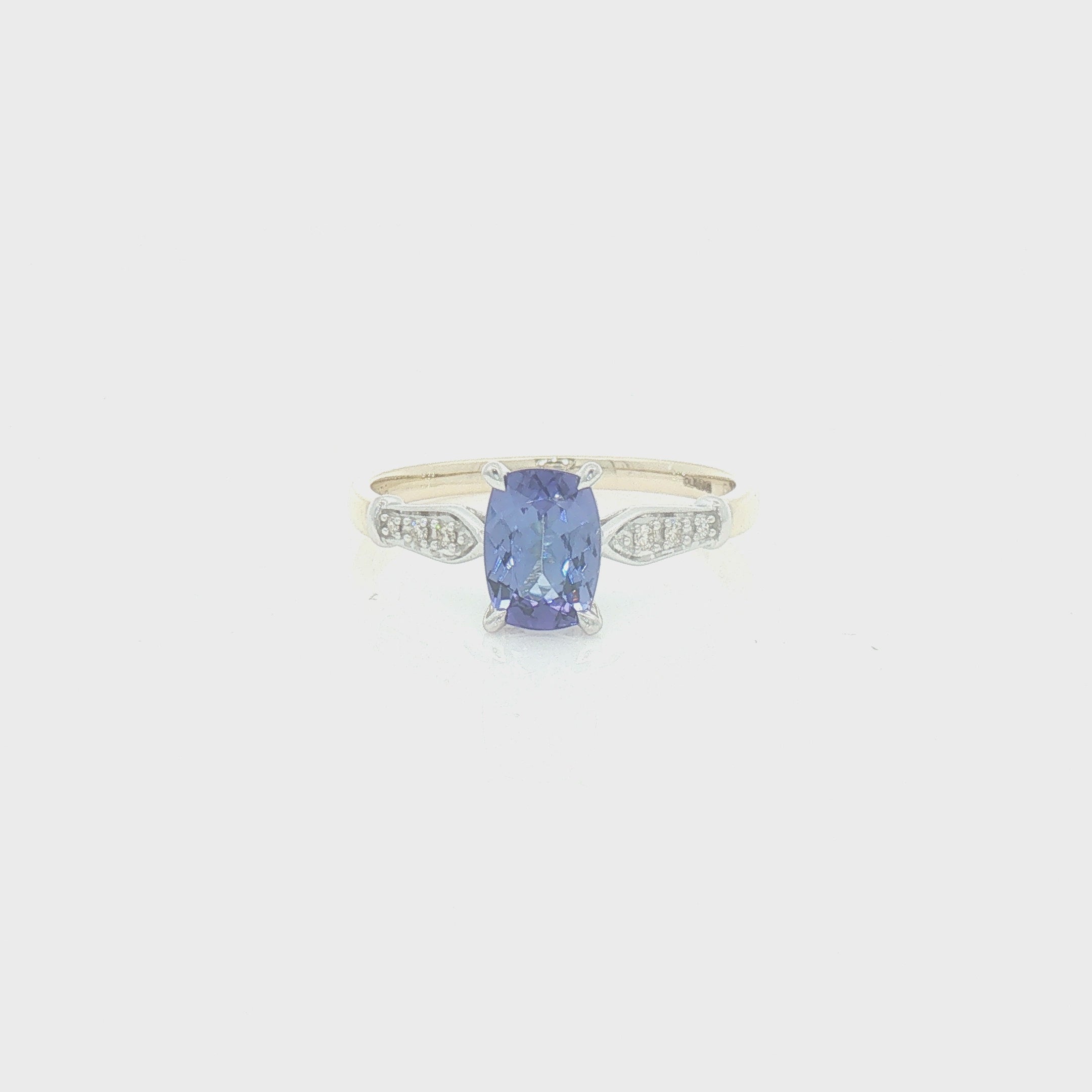 Cushion Tanzanite & Diamond Ring 9ct Gold