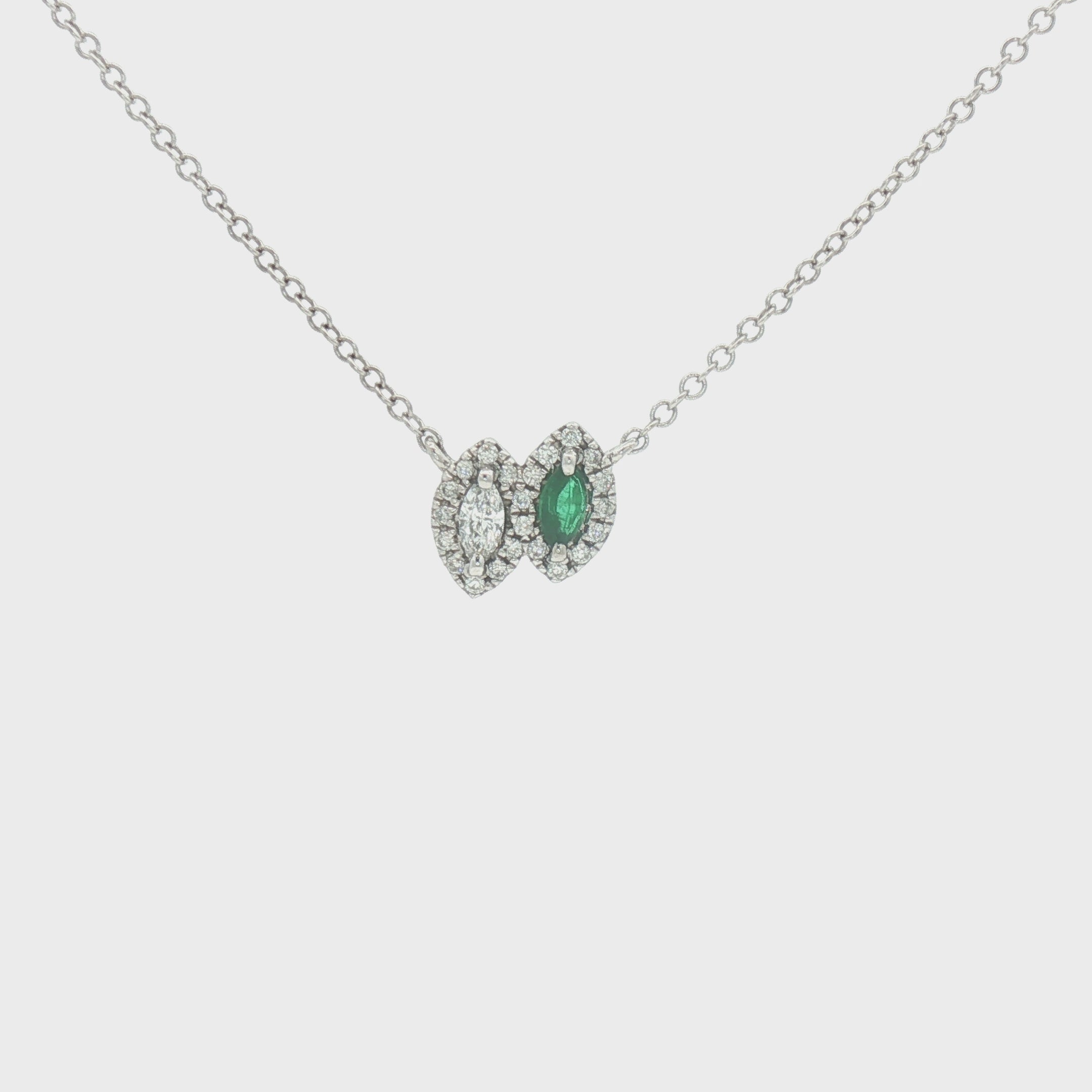 Emerald & Diamond Marquise Duo Necklace