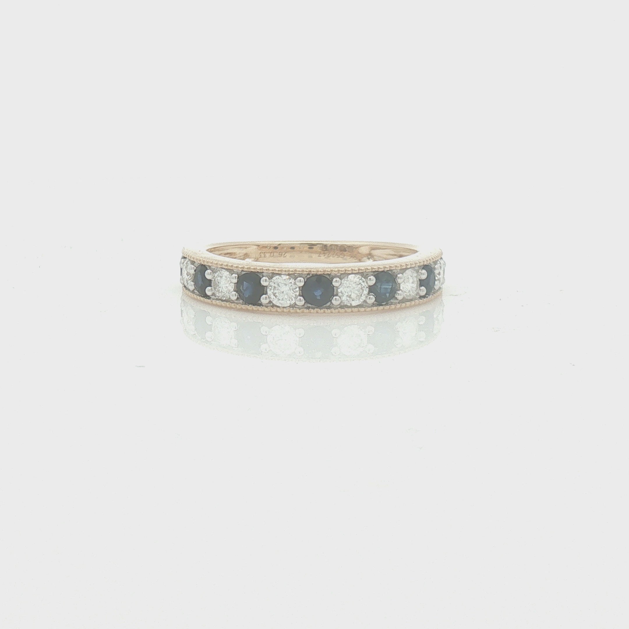Sapphire & Diamond 13 Stone Grain Set Eternity Ring 9ct Gold