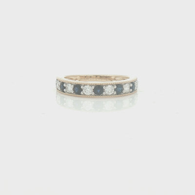 Sapphire & Diamond 13 Stone Grain Set Eternity Ring 9ct Gold