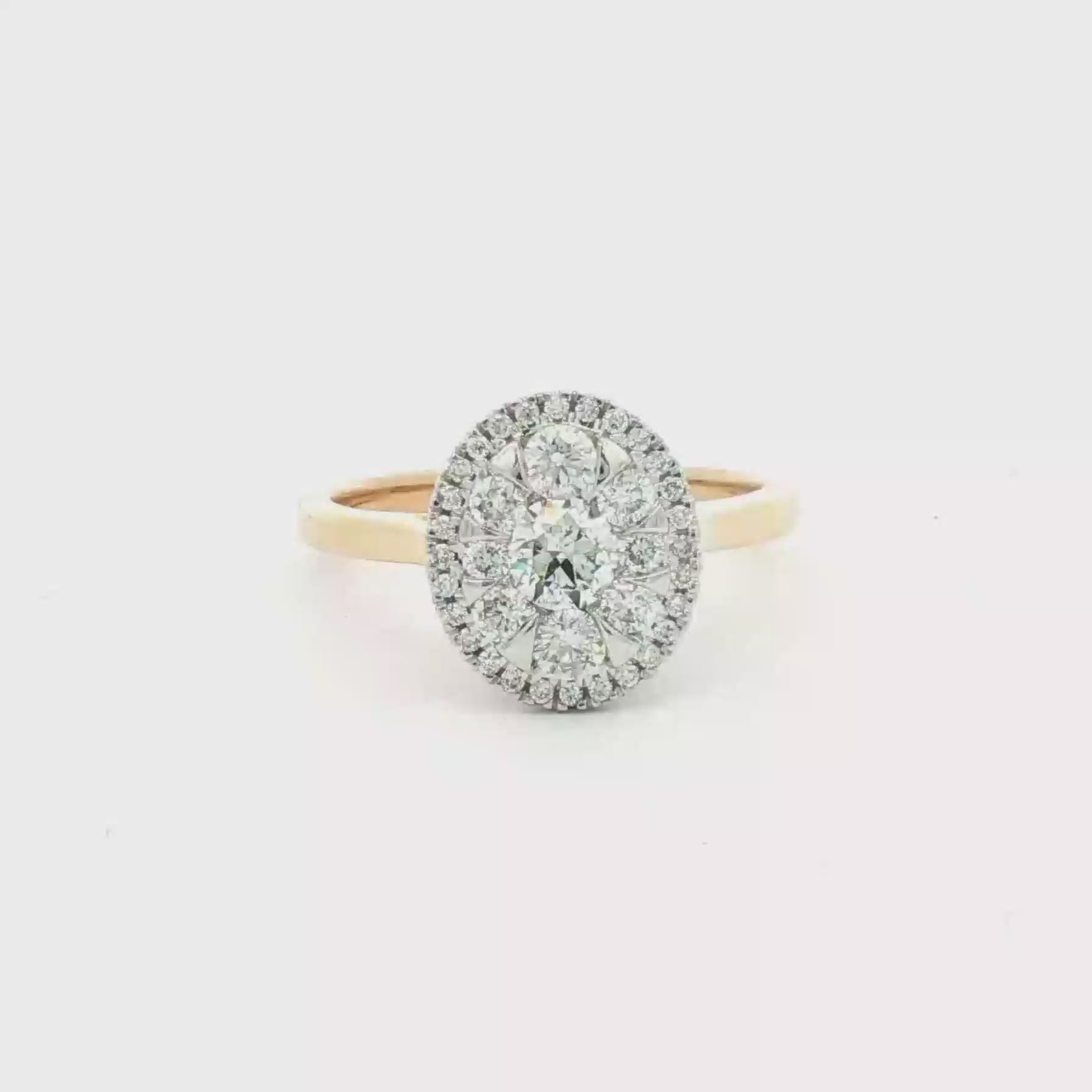 9ct Gold Diamond Oval Halo Engagement Ring
