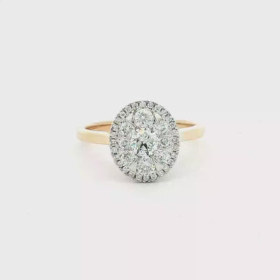 9ct Gold Diamond Oval Halo Engagement Ring