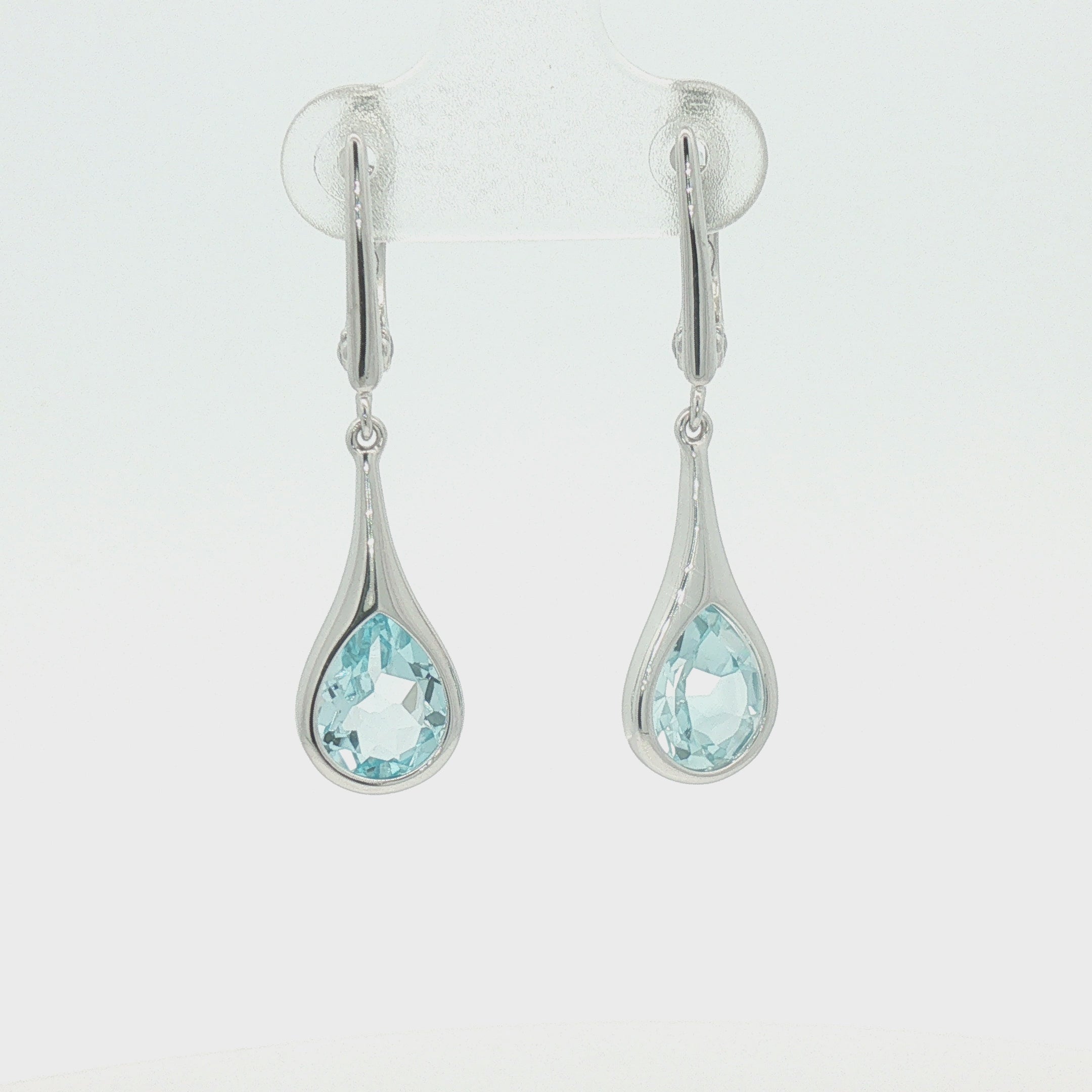 Silver Teardrop Blue Topaz Drop Earrings