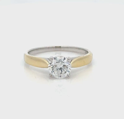 Lab Grown Diamond Brilliant Cut 1.00ct Solitaire Ring Sterling Silver & 9ct Gold