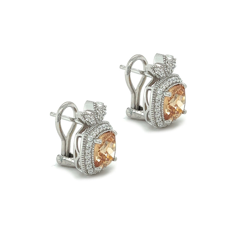 Silver Champagne & White CZ Stud Earring side