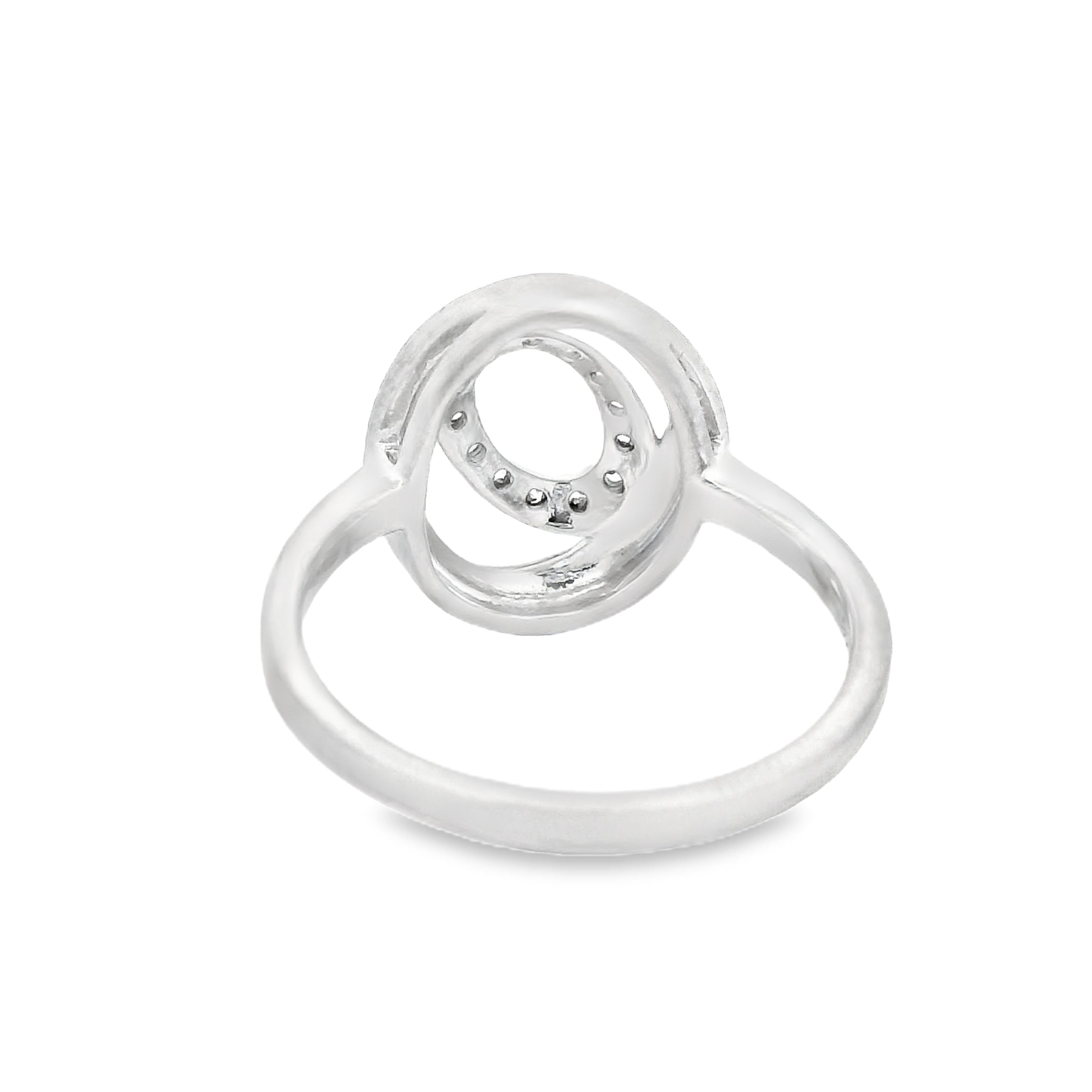 Silver Satin Finish Cats Eye Cubic Zirconia Ring rear