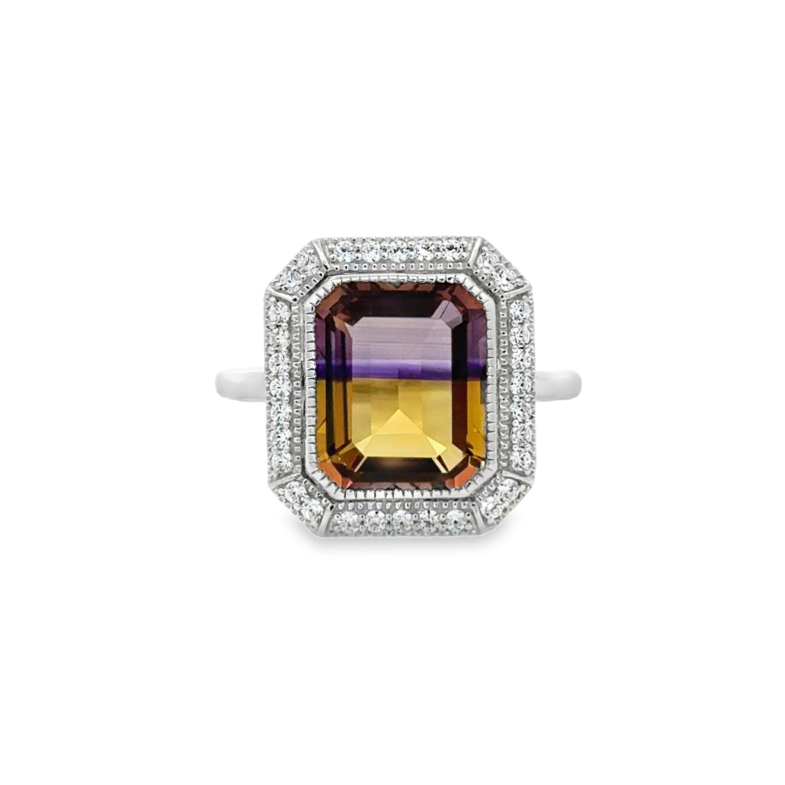 Silver Ametrine & Cubic Zirconia Ring