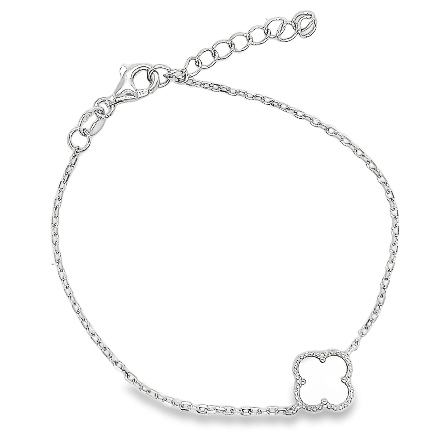 Sterling Silver Mother of Pearl Clover Bracelet