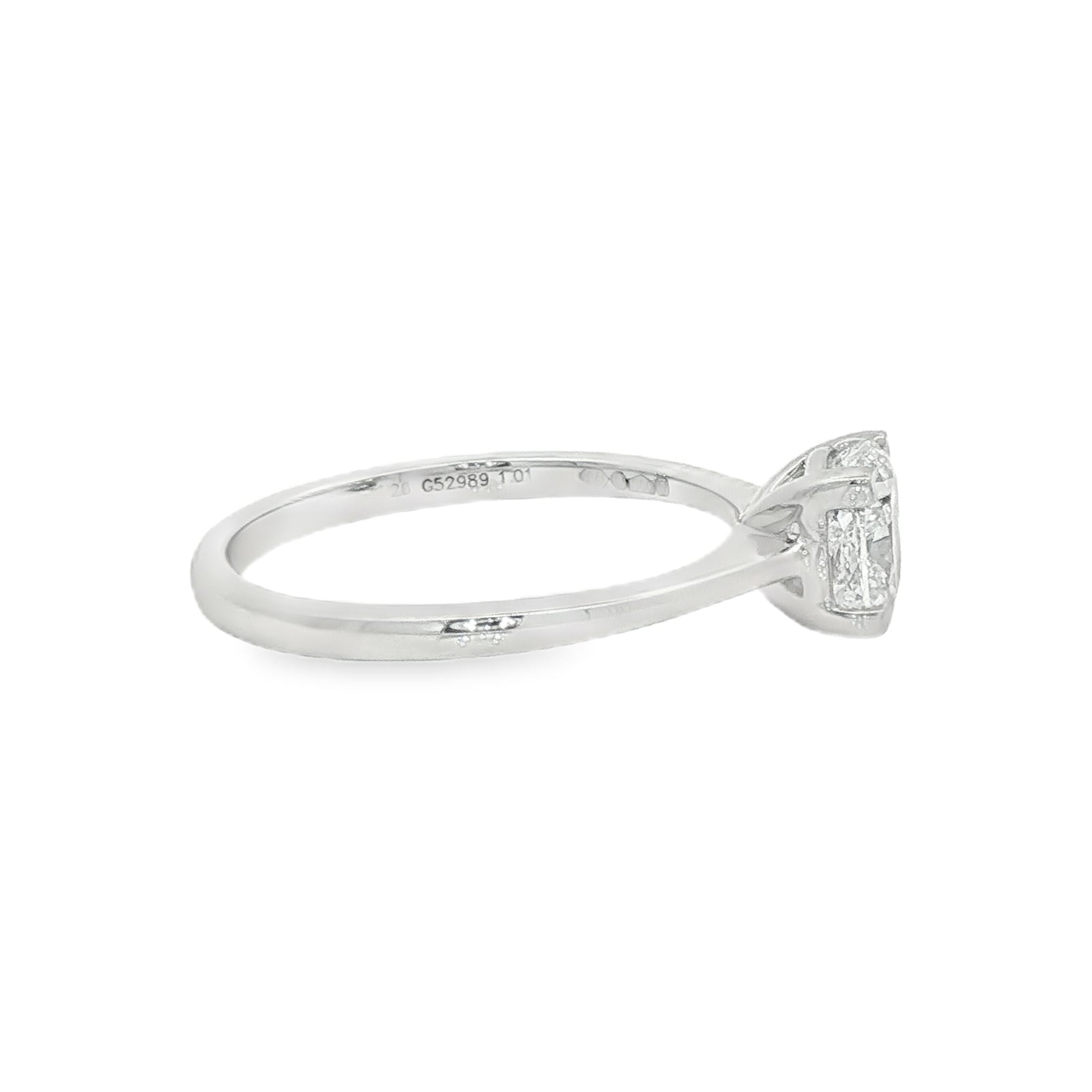 Platinum Solitaire Cushion Cut Diamond Engagement Ring 1.01ct SIDE