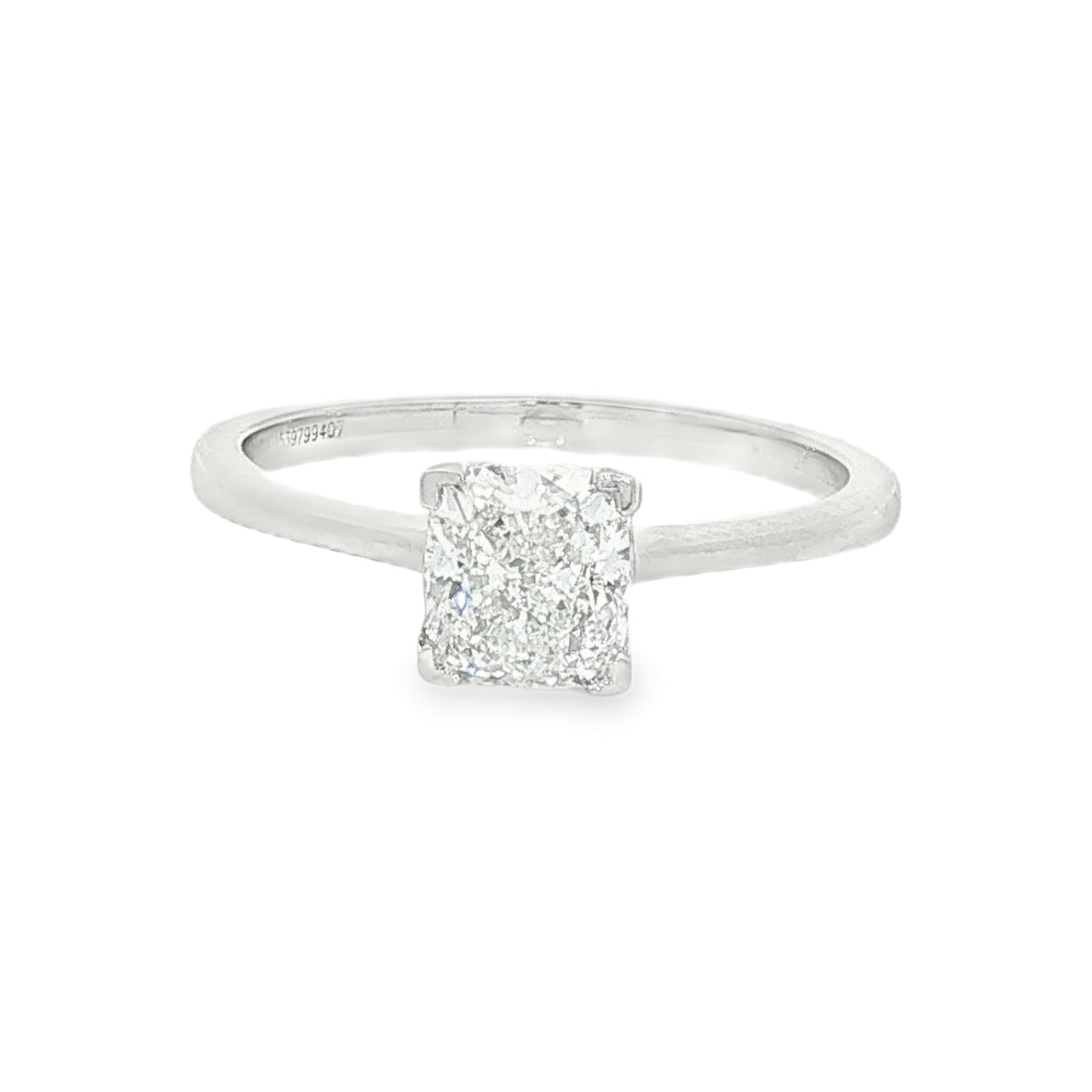 Platinum Solitaire Cushion Cut Diamond Engagement Ring 1.01ct