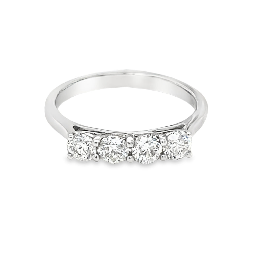 Diamond 4 Stone Eternity Ring 0.75ct 18ct White Gold