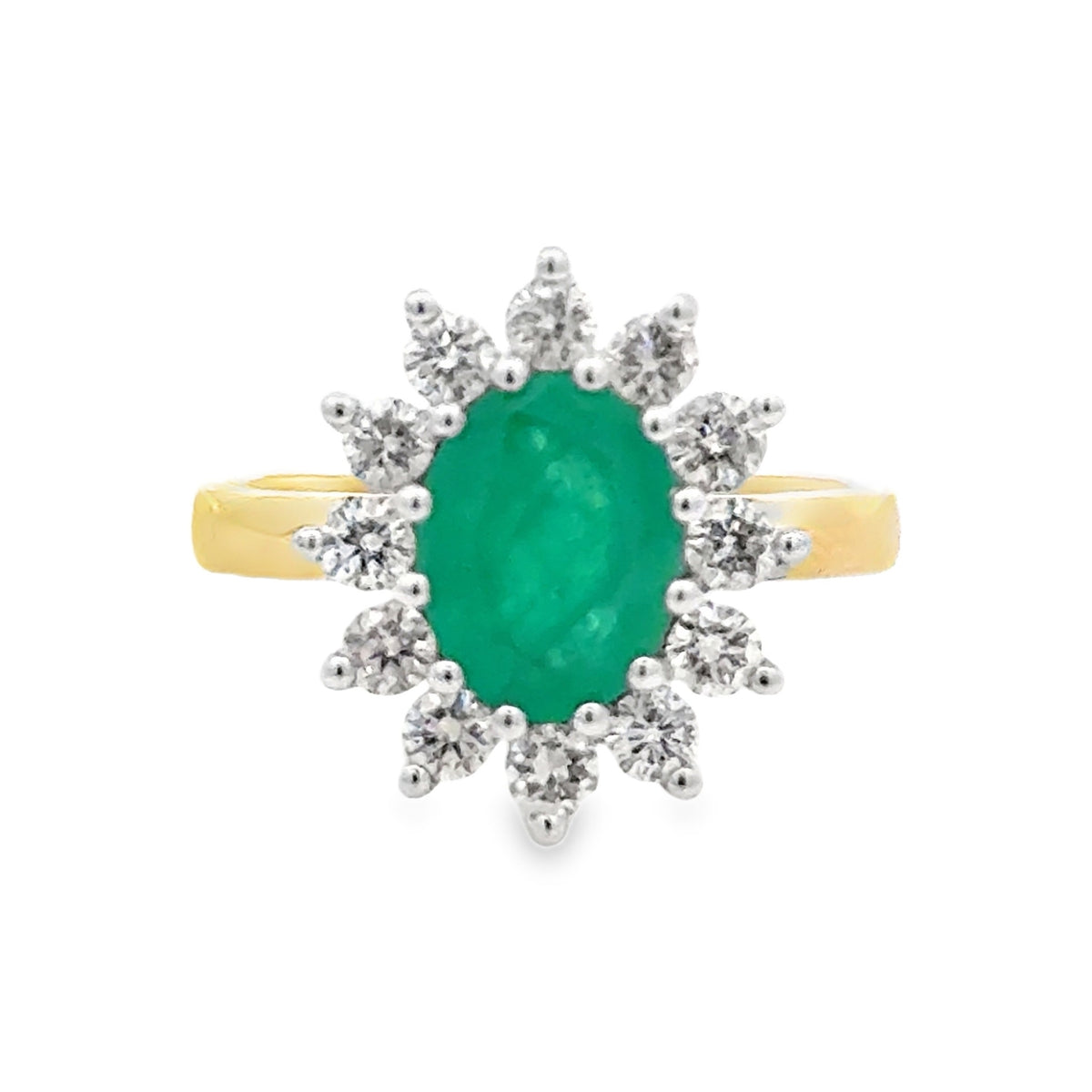 1.90CT Emerald & Diamond 0.75CT Cluster Ring 9ct Gold