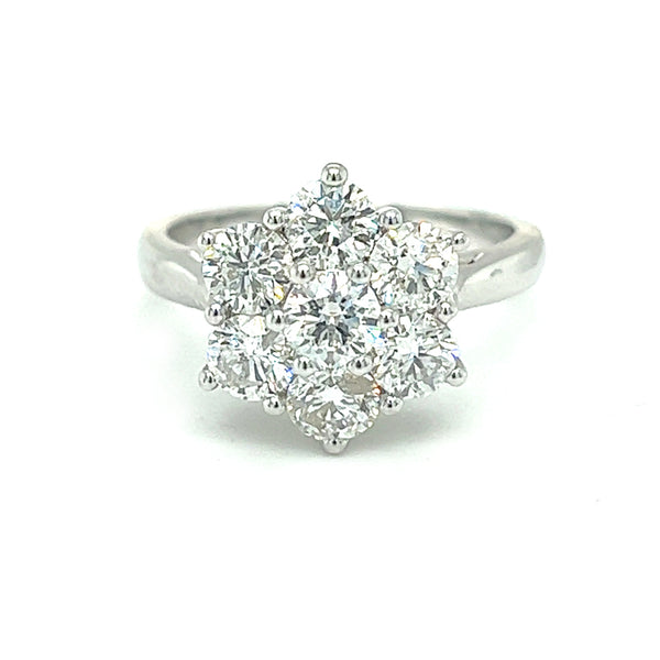 Diamond 2.00ct Daisy Cluster Ring 9ct White Gold