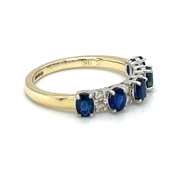 Sapphire & Diamond Eternity Ring 9ct Gold SIDE