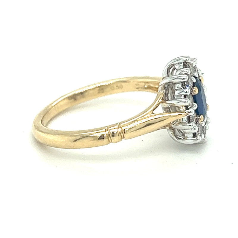 Sapphire & Diamond Oval Cluster Ring 9ct Yellow Gold SIDE 2