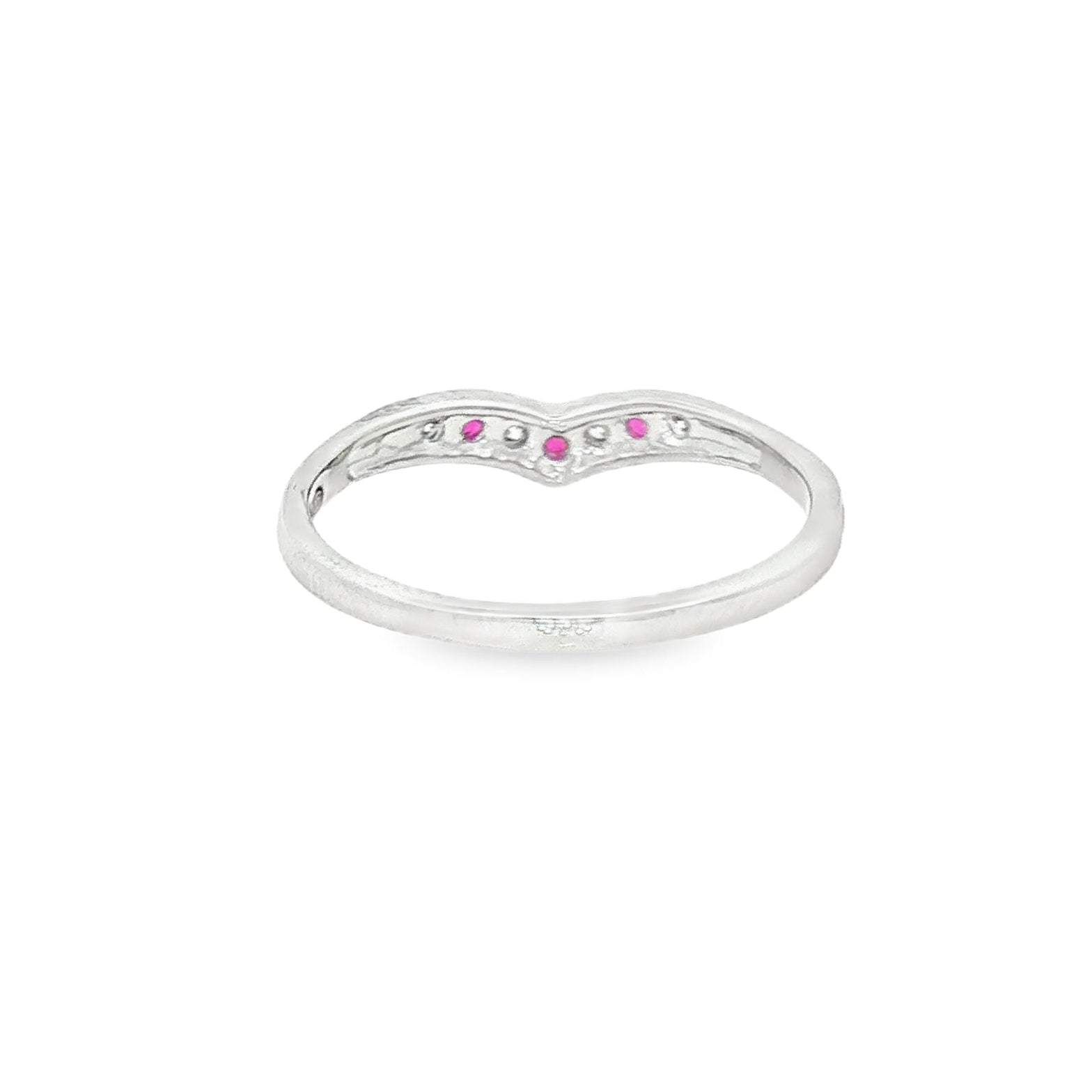 Ruby & Diamond Wishbone Ring 9ct White Gold REAR