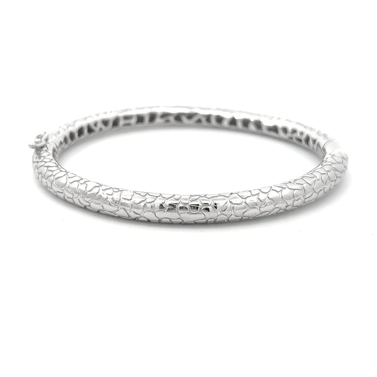 Sterling Silver Lizard Grain Bangle