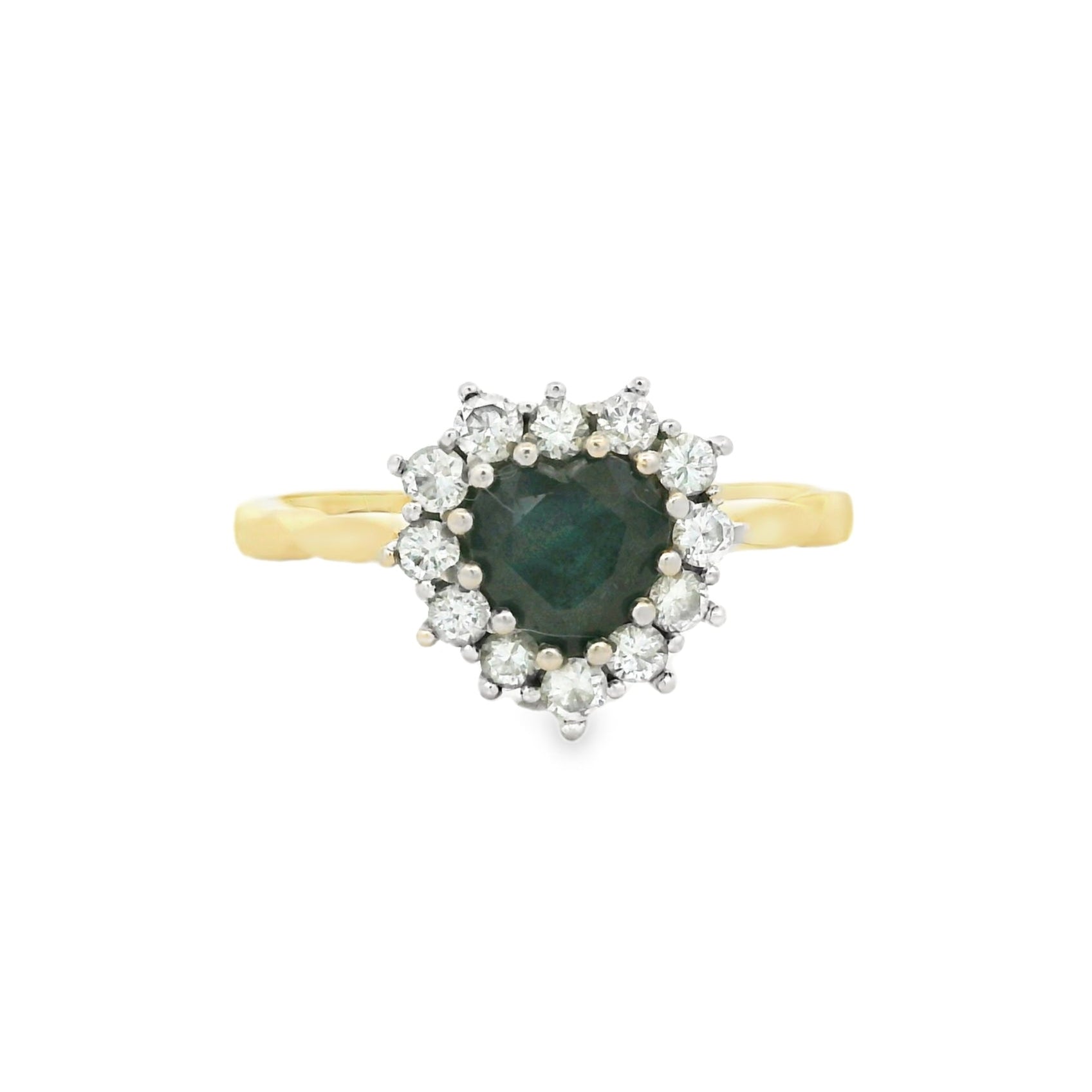 Pre Owned Sapphire & Diamond Heart Cluster Ring 18ct Gold