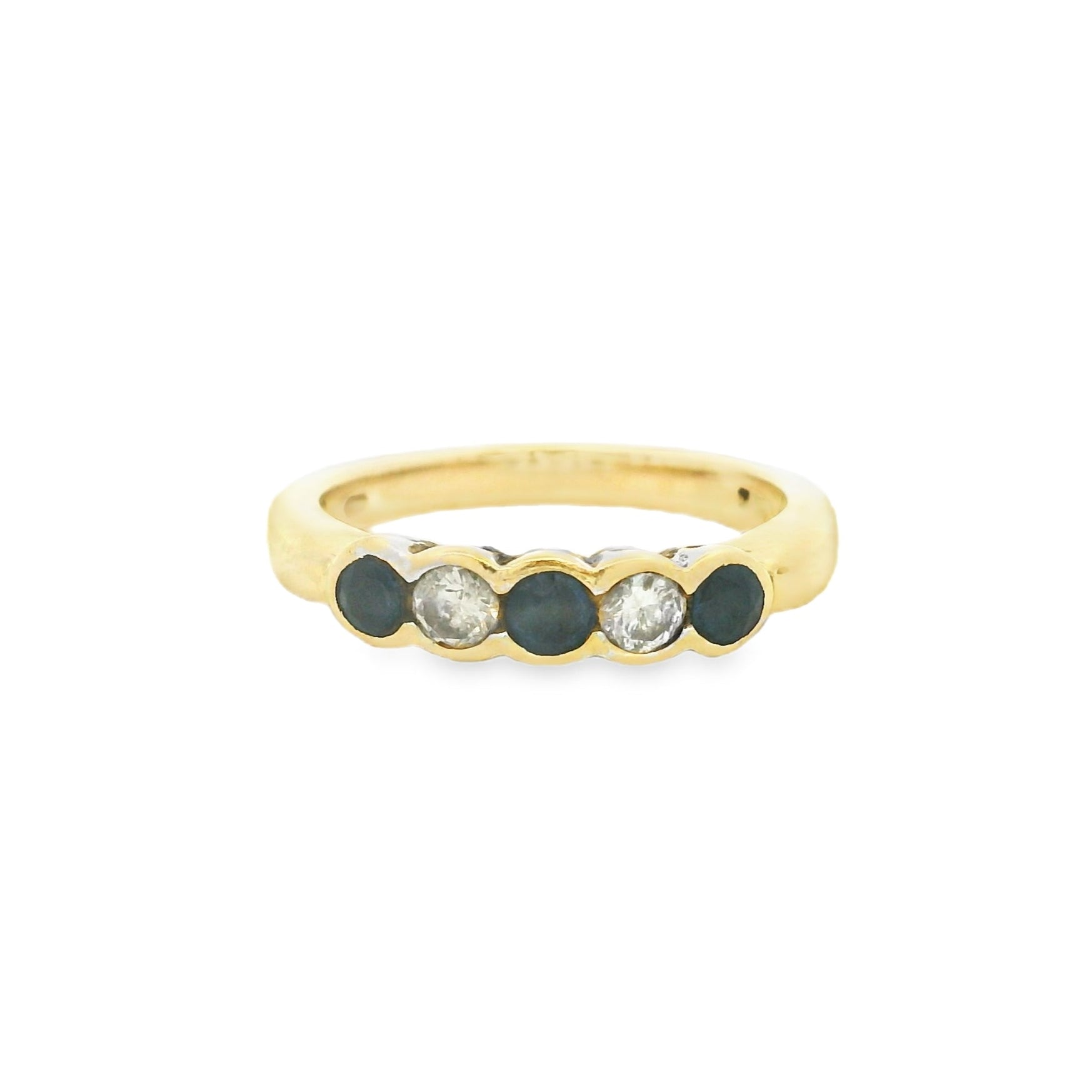 Pre Owned Sapphire & Diamond 5 Stone Ring 18ct Gold