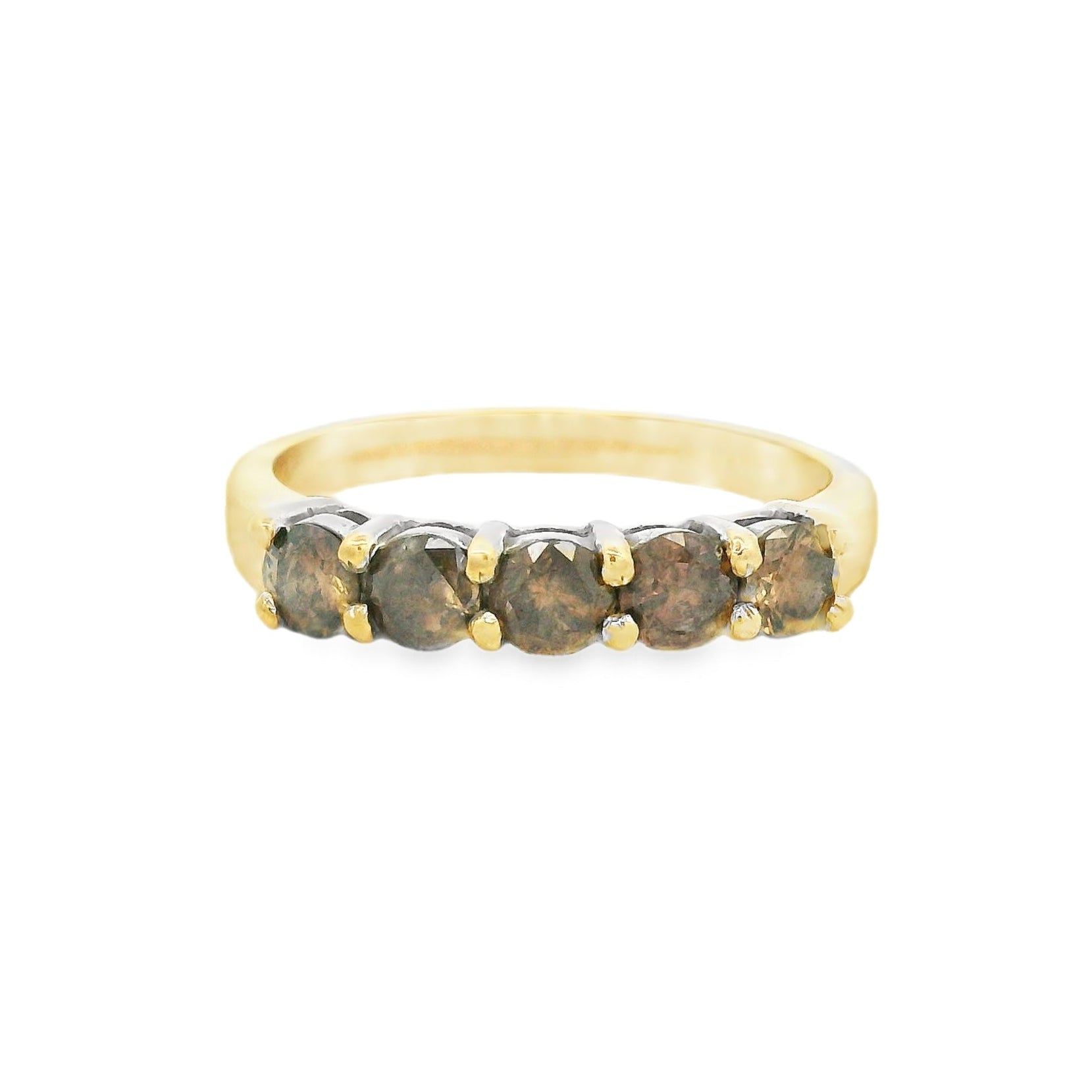Pre Owned Brown Diamond 5 Stone Ring 9ct Gold