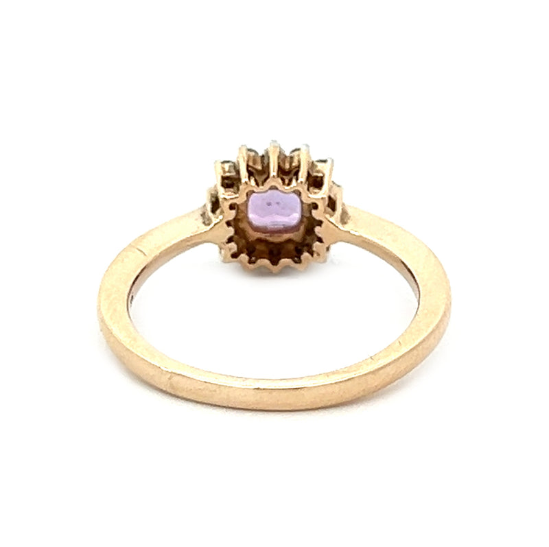 Pre Owned Amethyst & Diamond Cluster Ring 9ct Gold REAR