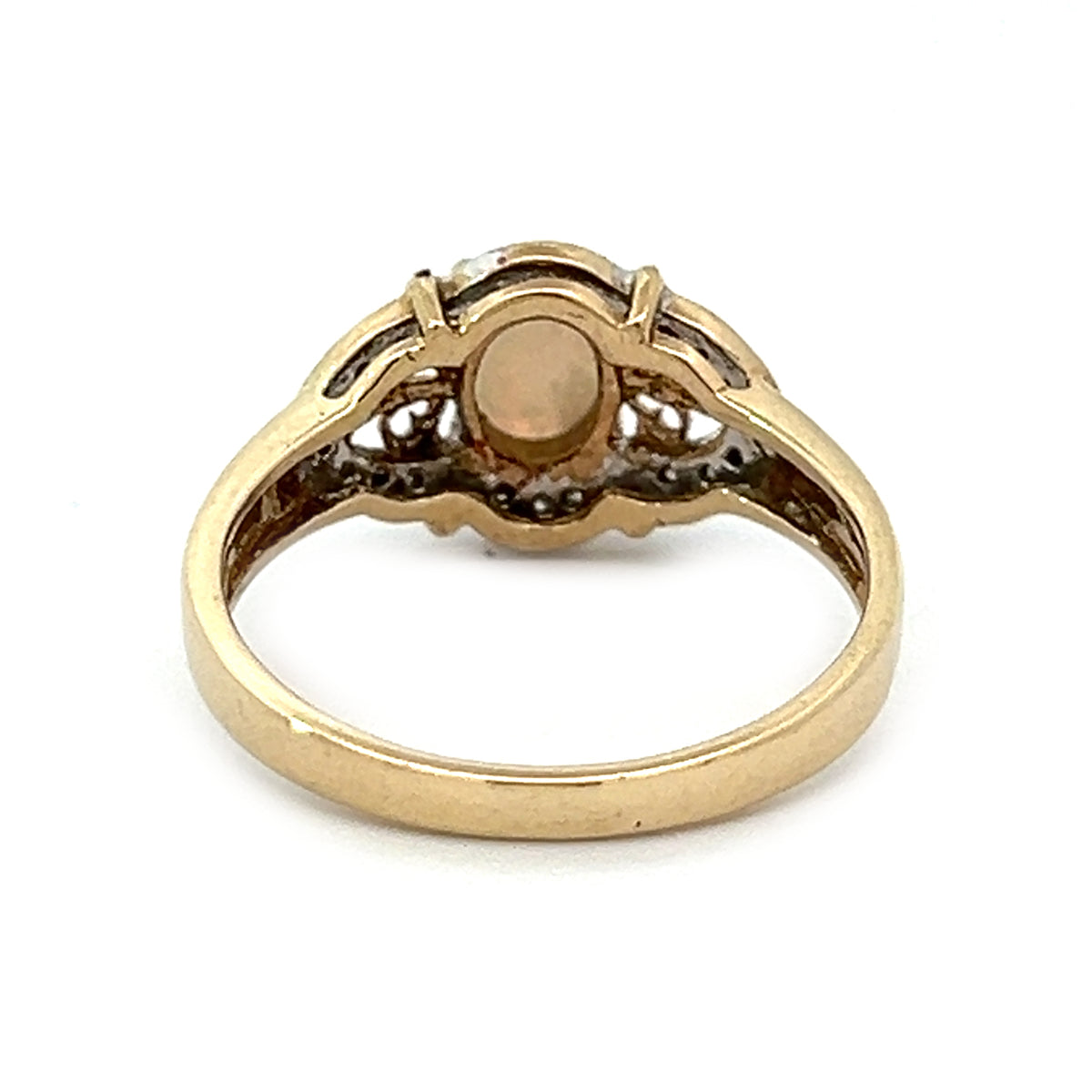 Pre Owned Opal & Diamond Ring 9ct Gold rear
