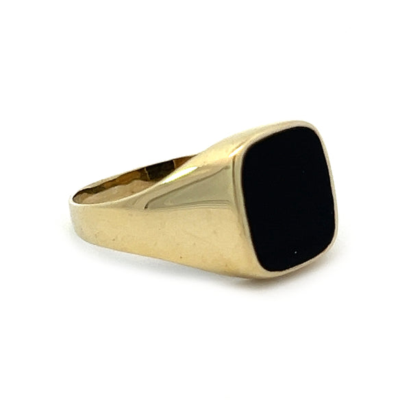 Pre Owned Onyx Signet Ring 9ct Gold Side