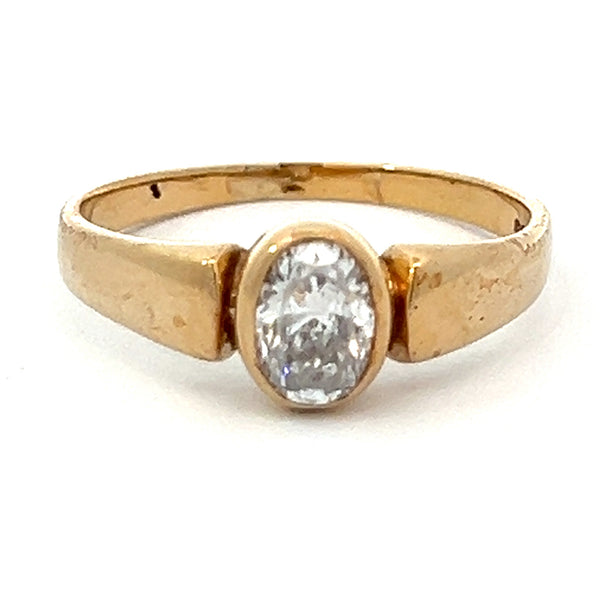 Pre Owned Cubic Zirconia Solitaire Ring 9ct Gold
