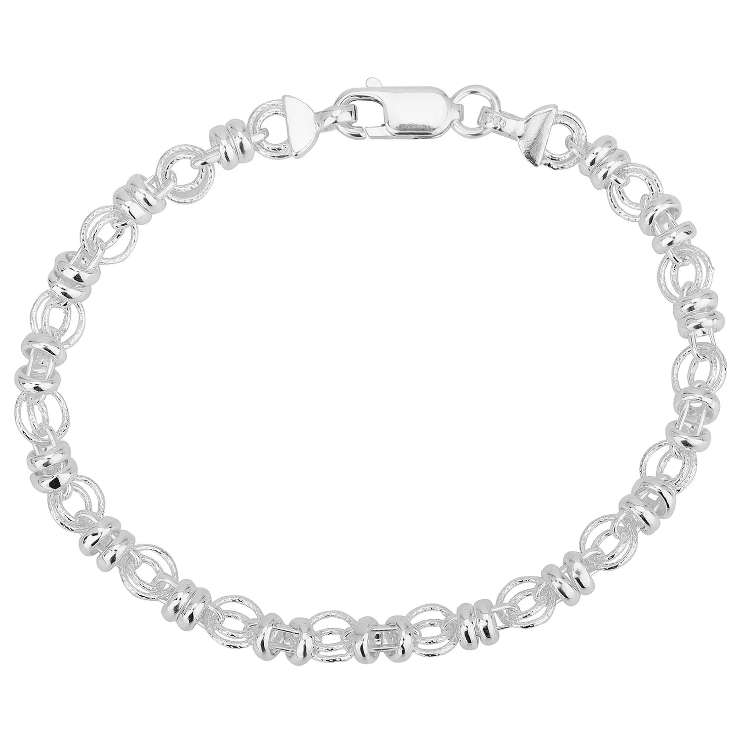 Sterling Silver Patterned Circle Handmade Bracelet