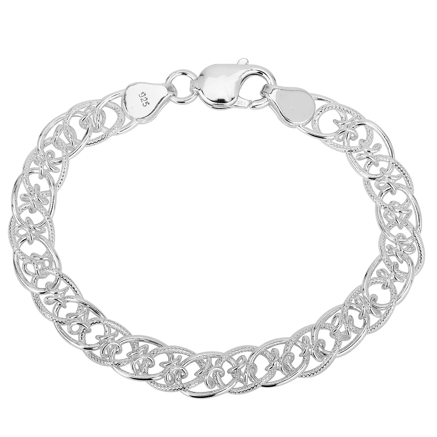 Sterling Silver Textured Link Handmade Bracelet