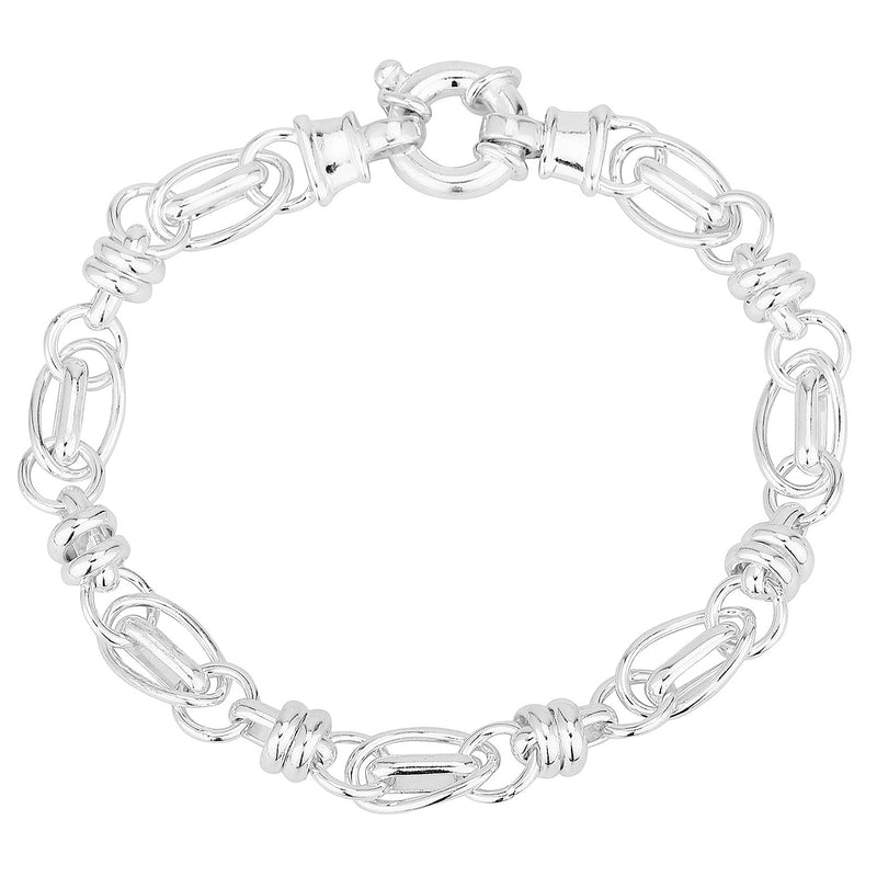 Sterling Silver Intricate Curved Link Handmade Bracelet