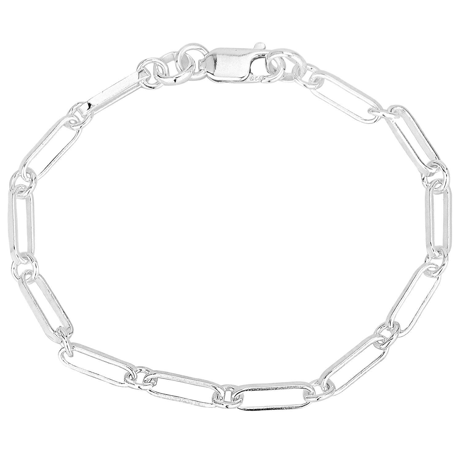Sterling Silver Paper Clip Link Handmade Bracelet