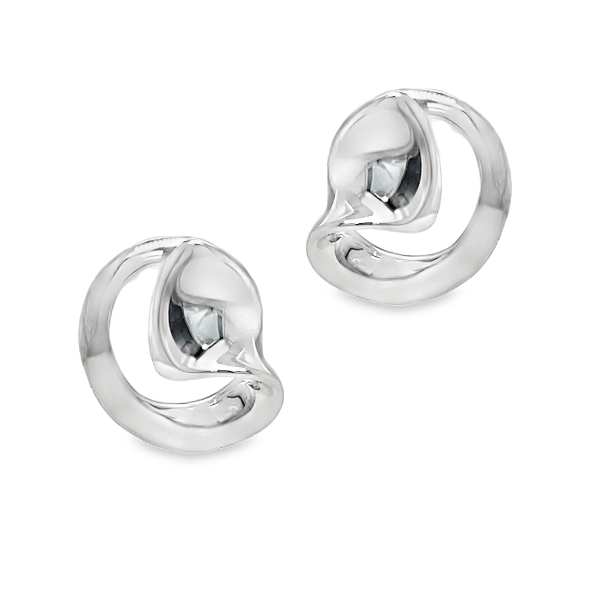 Sterling Silver Open Swirl Stud Earrings
