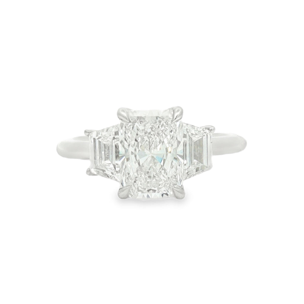 Platinum Radiant Cut Lab Grown Diamond Trilogy Engagement Ring 3.00ct