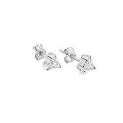 18ct White Gold Trilliant Cut Diamond Stud Earrings