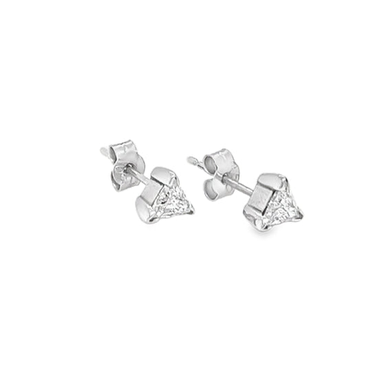 18ct White Gold Trilliant Cut Diamond Stud Earrings