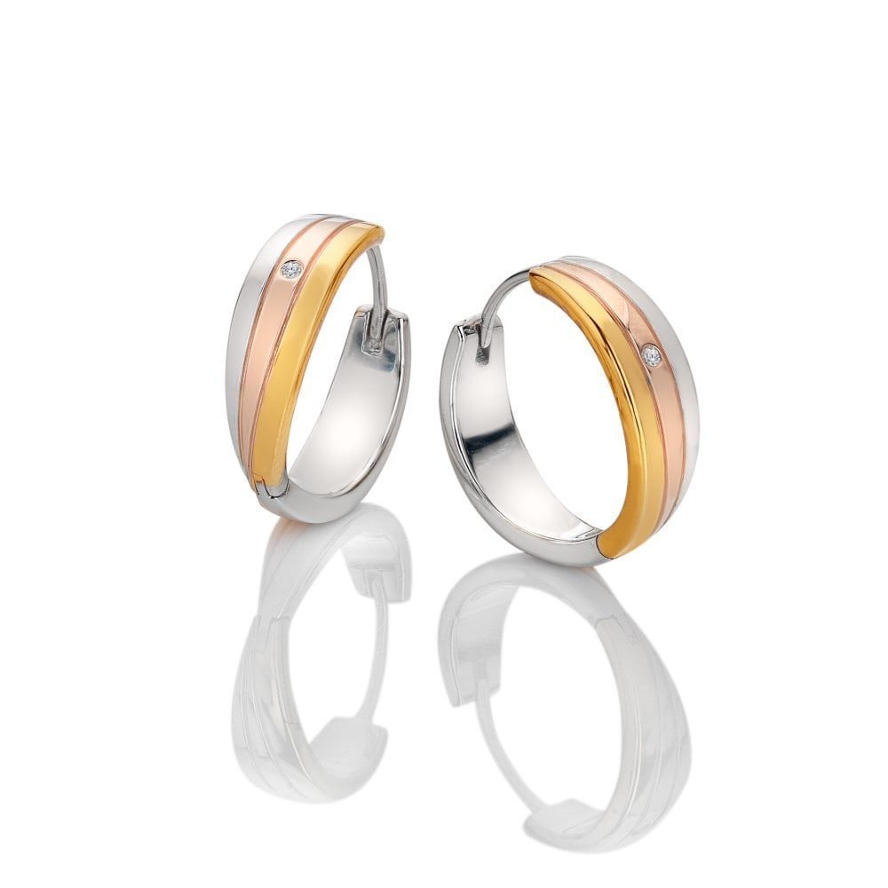 Hot Diamonds Trio Tri Colour Hoop Earrings DE841 side