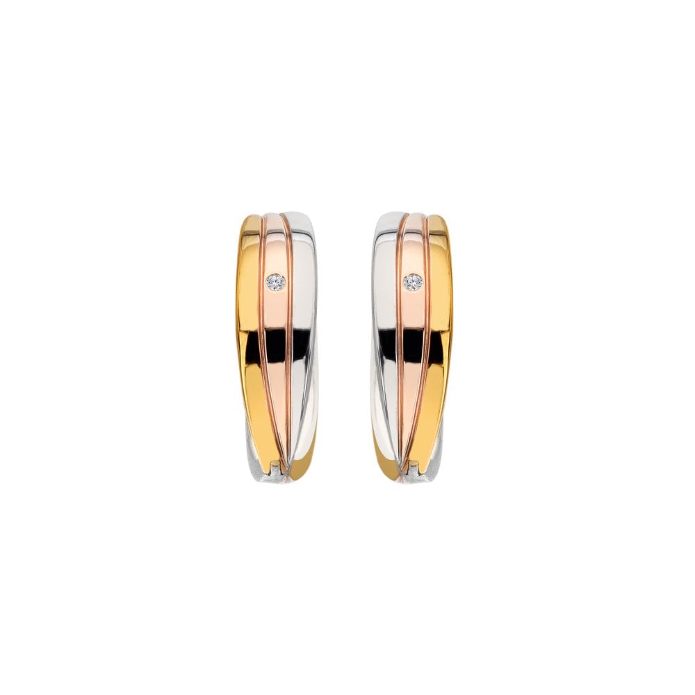 Hot Diamonds Trio Tri Colour Hoop Earrings DE841