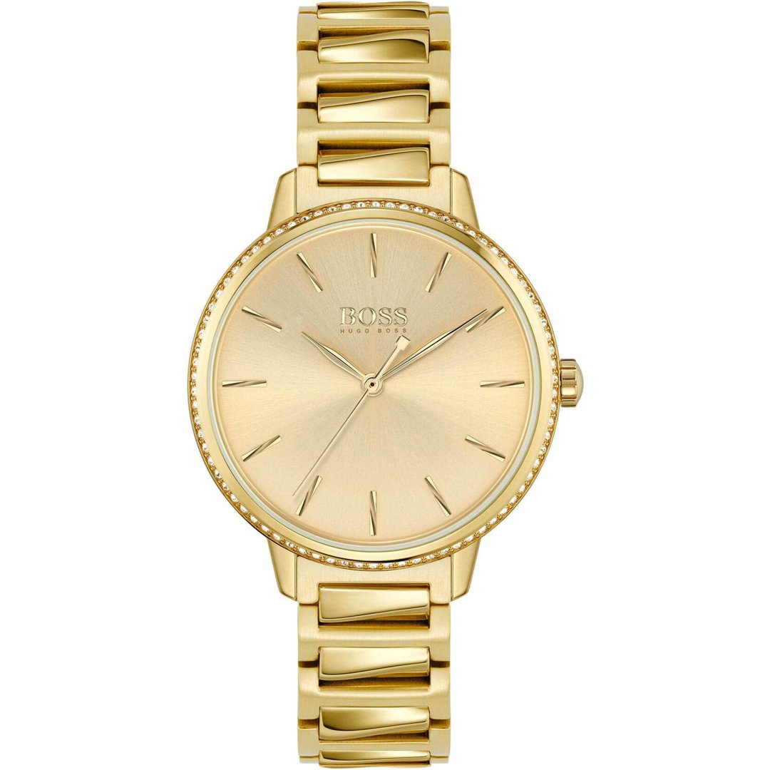 Hugo Boss Womens 1502541 Signature Gold Tone Stainless Steel Watch