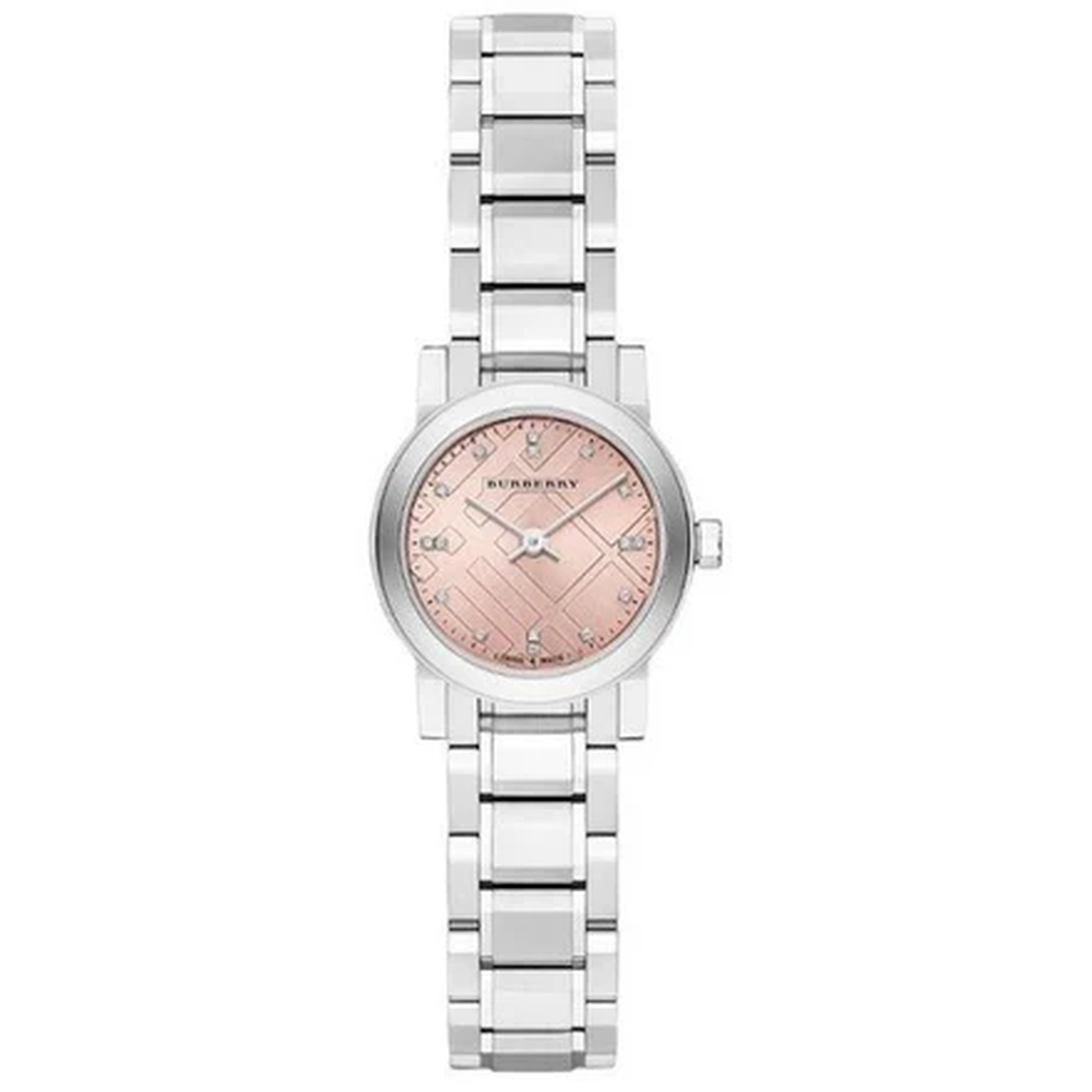 Burberry Ladies Watch The City Check Diamonds Pink Bu9223