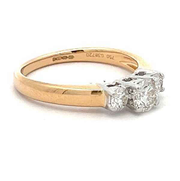 Diamond 3 Stone Ring 18ct Yellow Gold 0.75ct SIDE]